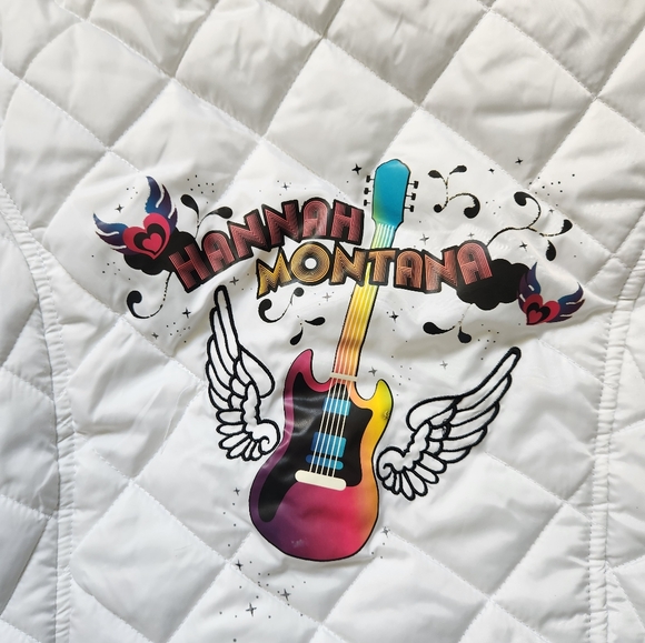 VTG Disney Hannah Montana White Puffer Coat Faux Fur Collar Girls Sz 14/16 - Picture 10 of 10